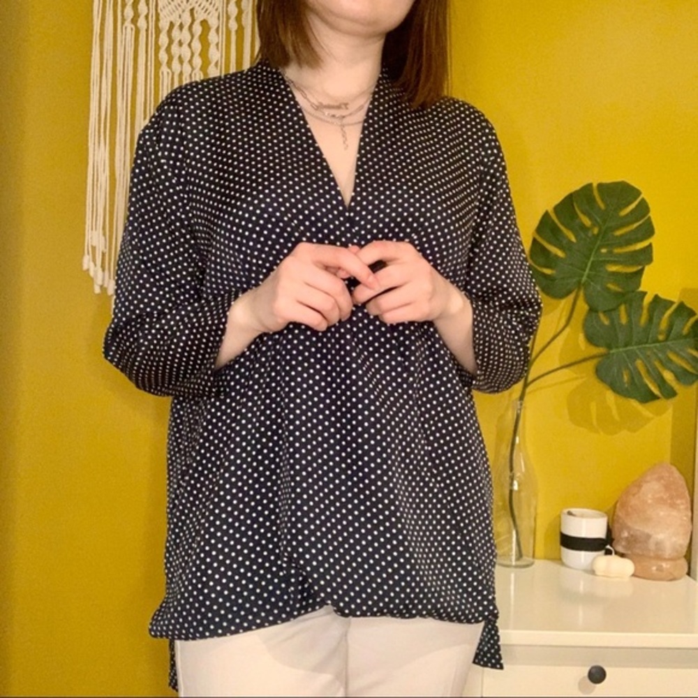 MICHAEL KORS POLKA DOT WRAP BLOUSE